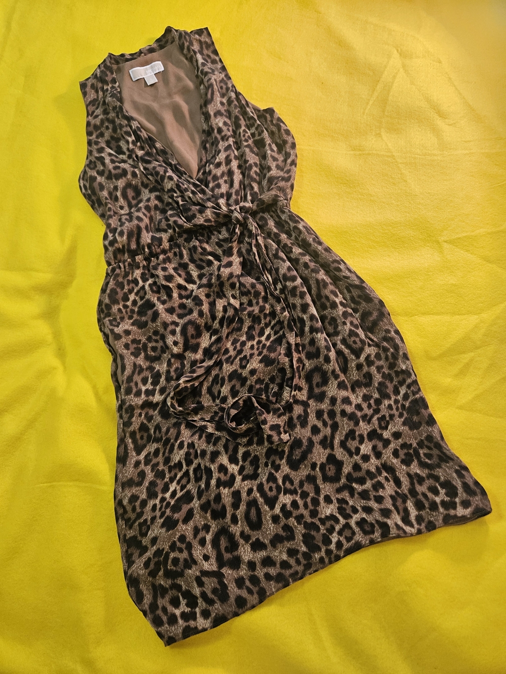 Michael Kors Leopard Print Wrap Chemise in Brown and Black